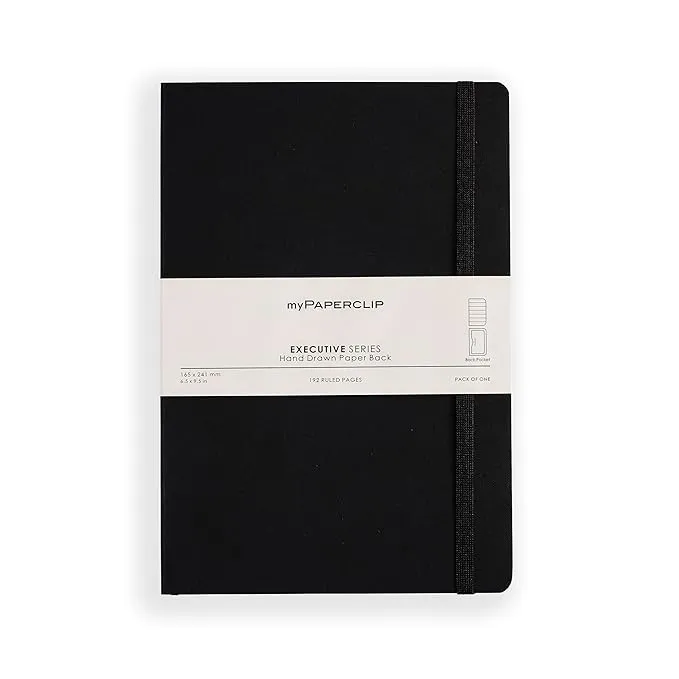 myPAPERCLIP Executive Series Notebook, Large (165 x 241 mm, 6.5 x 9.5 in.) Ruled, ESX192L-R Black