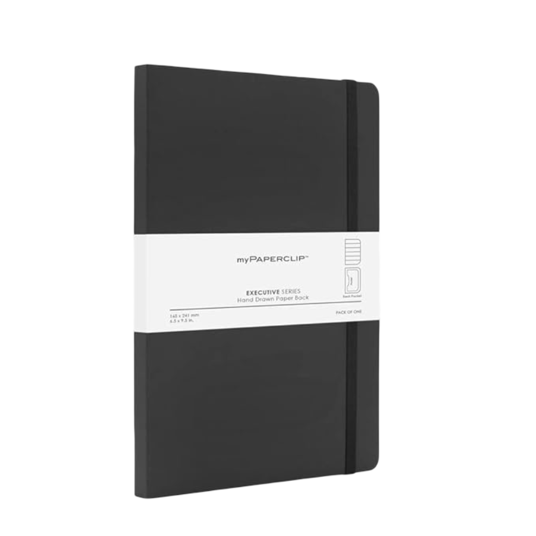 myPAPERCLIP Executive Series Notebook, Large (165 x 241 mm, 6.5 x 9.5 in.) Ruled, ESX192L-R Black