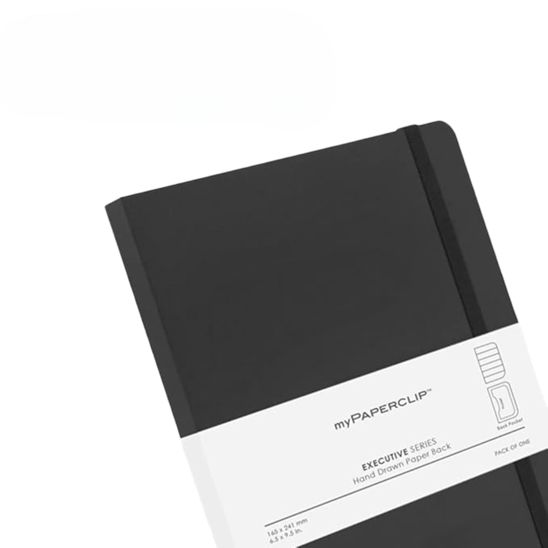myPAPERCLIP Executive Series Notebook, Large (165 x 241 mm, 6.5 x 9.5 in.) Ruled, ESX192L-R Black