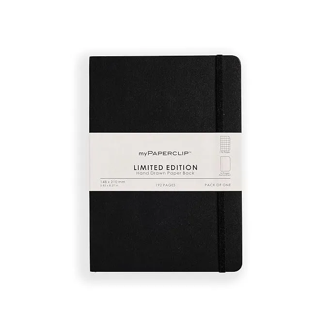 myPAPERCLIP Limited Edition Notebook, A5 (148 x 210 mm, 5 .83 x 8.27 in.) Checks LEP192A5-C - Black