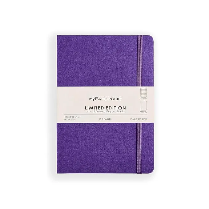 myPAPERCLIP Limited Edition 192 (176 Checked + 16 Perforated) Pages Notebook, A5 (148 x 210 mm, 5.83 x 8.27 in.) LEP192A5-C Amethyst