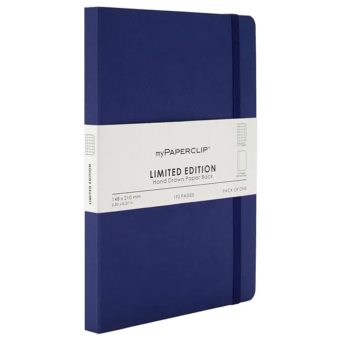 myPAPERCLIP Limited Edition Notebook, A5 (148 x 210 mm, 5 .83 x 8.27 in.) Checks LEP192A5-C - Blueberry
