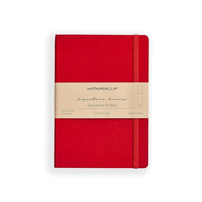 myPAPERCLIP Note Book, Signature Series, A5, (148 x 210 mm, 5.83 x 8.27 in.), Ruled, Red (SSPU192A5-R Red)