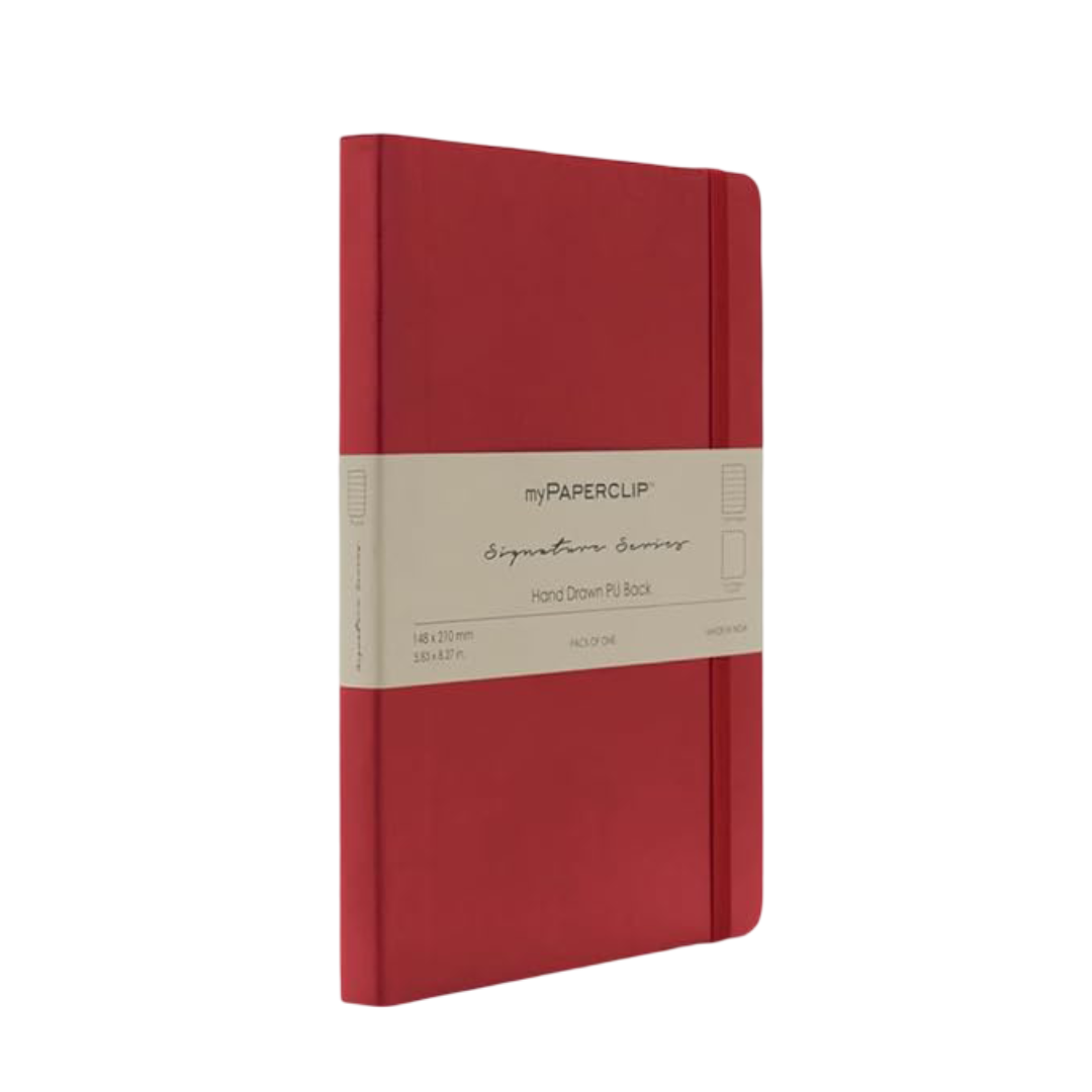 myPAPERCLIP Note Book, Signature Series, A5, (148 x 210 mm, 5.83 x 8.27 in.), Ruled, Red (SSPU192A5-R Red)