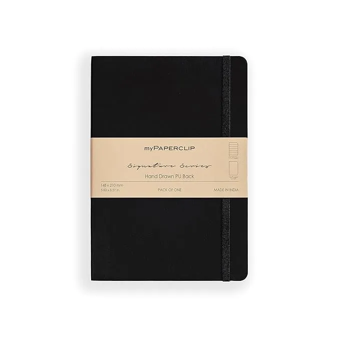 myPAPERCLIP Note Book, Signature Series, A5, (148 x 210 mm, 5.83 x 8.27 in.), Ruled, Black (SSPU192A5-R Black)