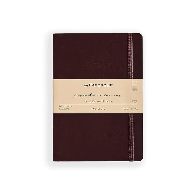 PAPERCLIP Note Book, Signature Series, A5, (148 x 210 mm, 5.83 x 8.27 in.), Ruled, Brown (SSPU192A5-R Brown)