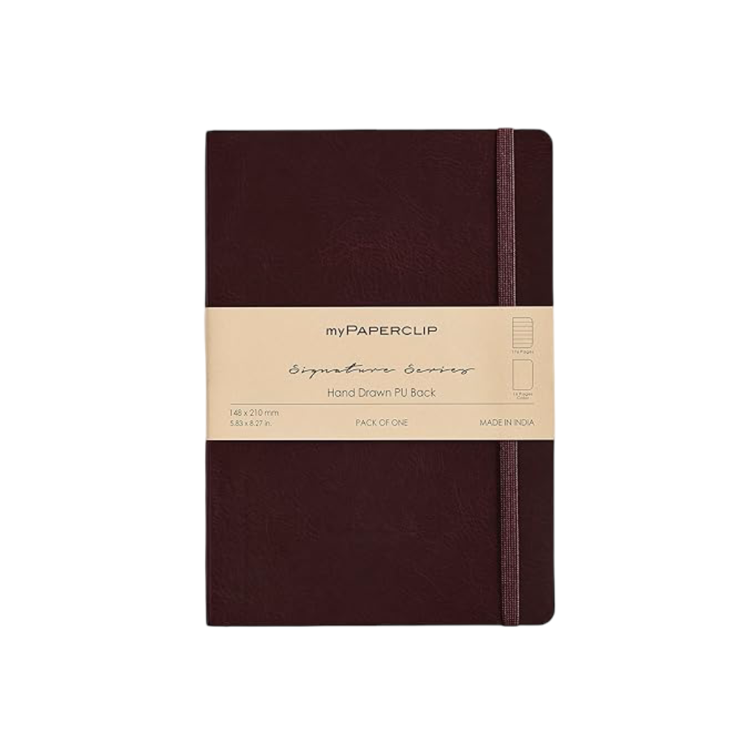 PAPERCLIP Note Book, Signature Series, A5, (148 x 210 mm, 5.83 x 8.27 in.), Ruled, Brown (SSPU192A5-R Brown)