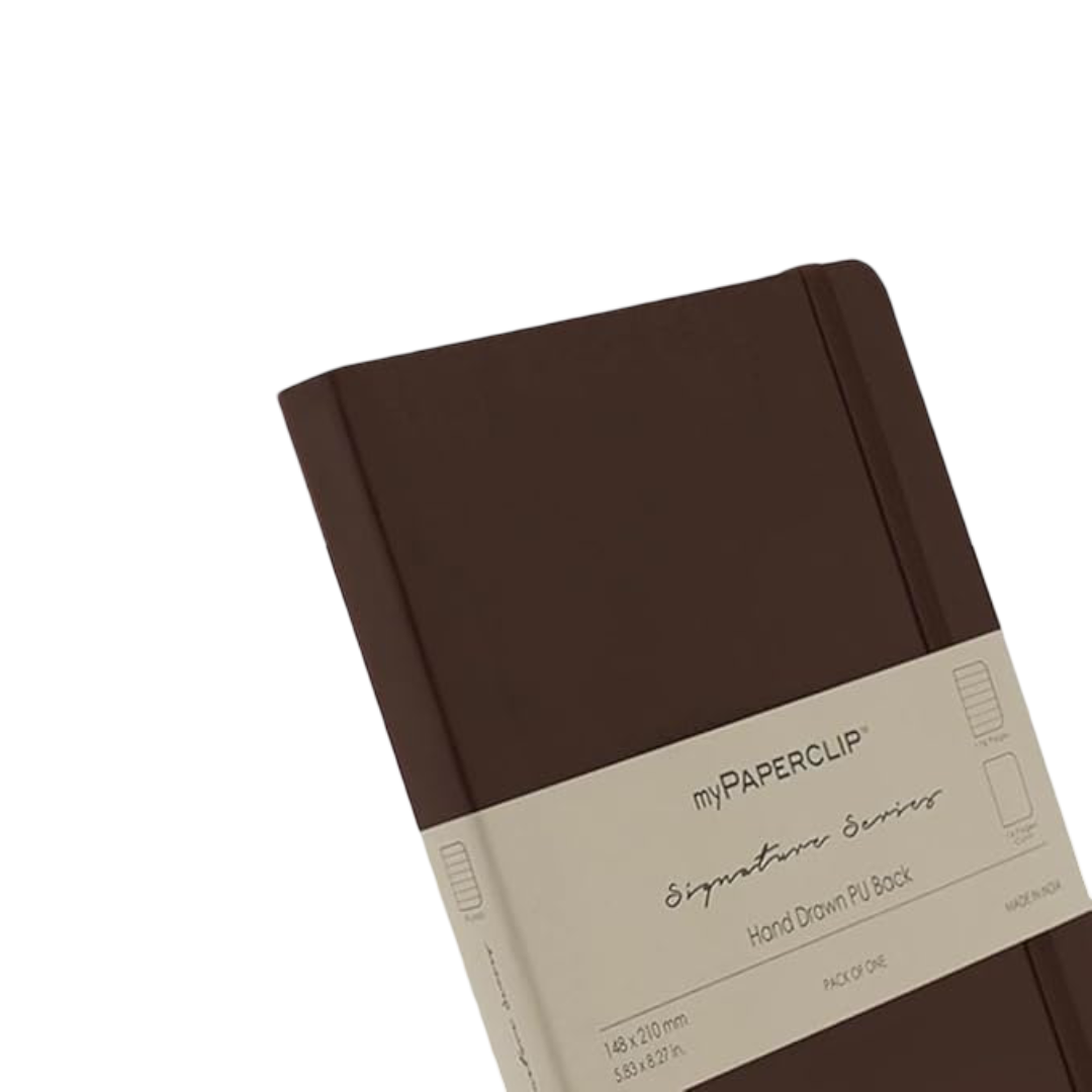 PAPERCLIP Note Book, Signature Series, A5, (148 x 210 mm, 5.83 x 8.27 in.), Ruled, Brown (SSPU192A5-R Brown)