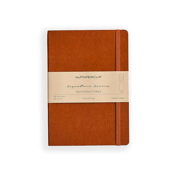 myPAPERCLIP Note Book, Signature Series, A5, (148 x 210 mm, 5.83 x 8.27 in.), Ruled, Tan (SSPU192A5-R Tan)