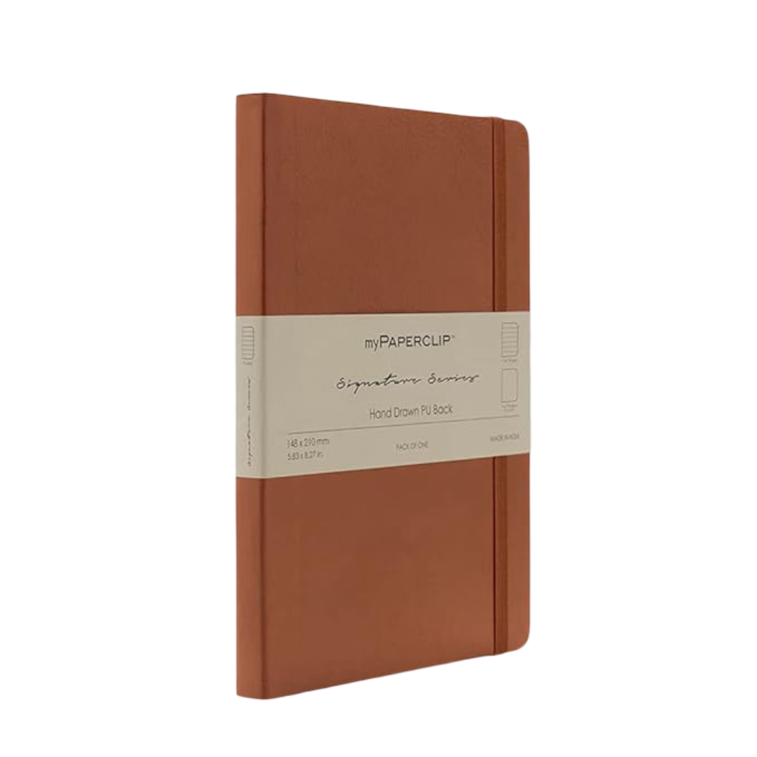 myPAPERCLIP Note Book, Signature Series, A5, (148 x 210 mm, 5.83 x 8.27 in.), Ruled, Tan (SSPU192A5-R Tan)