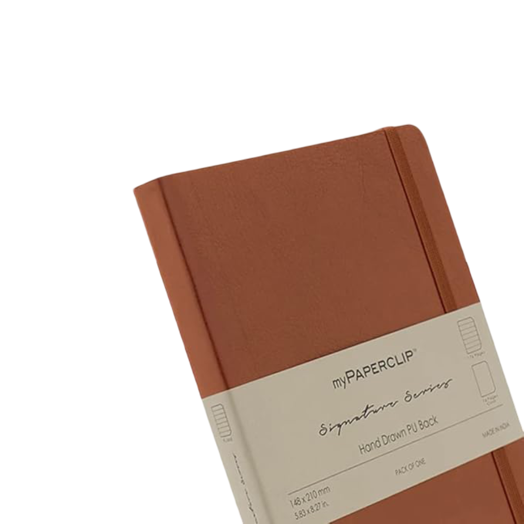myPAPERCLIP Note Book, Signature Series, A5, (148 x 210 mm, 5.83 x 8.27 in.), Ruled, Tan (SSPU192A5-R Tan)