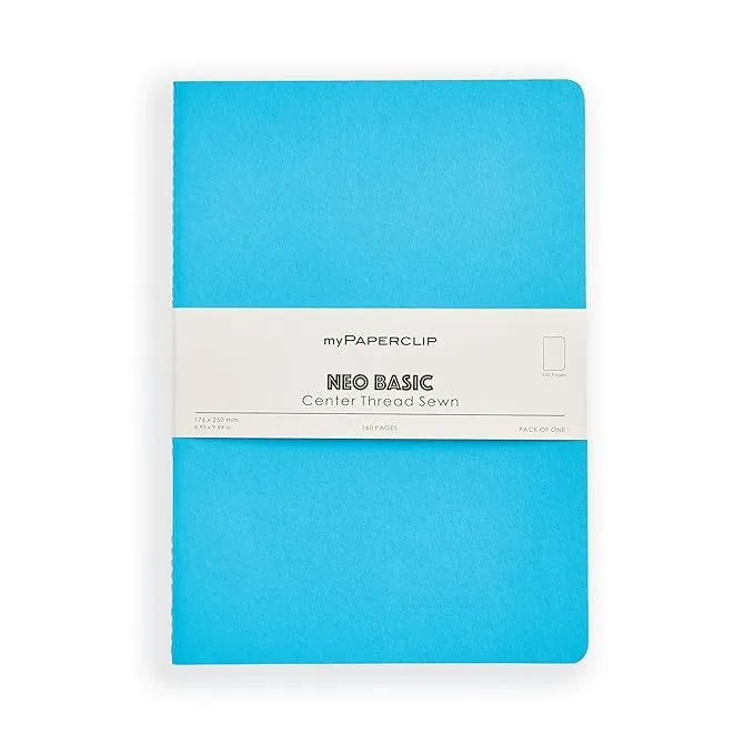 myPAPERCLIP NeoBasic Unruled B5 Notebook | 80 GSM, 160 Pages | 250 GSM Card Cover | B5 (6.93