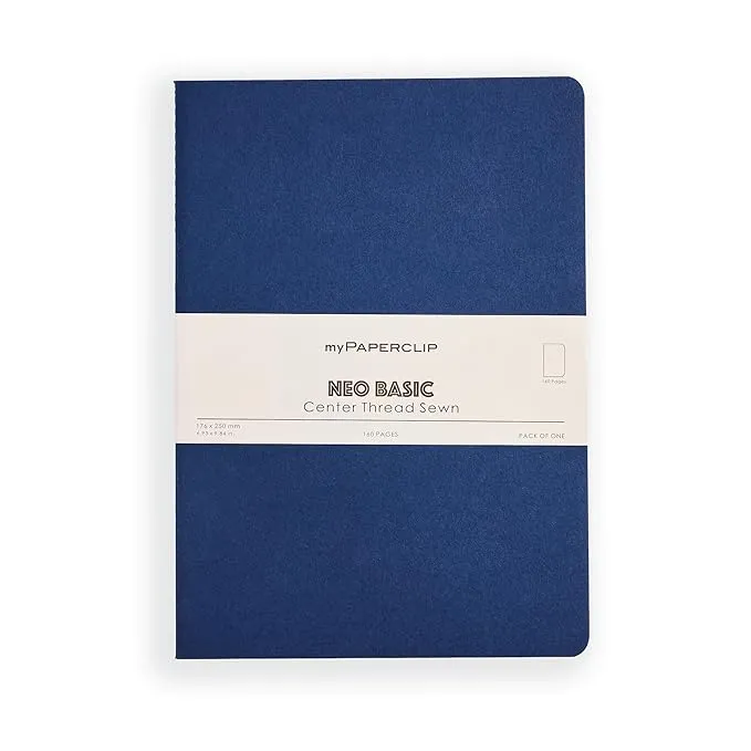 myPAPERCLIP NeoBasic Unruled B5 Notebook | 80 GSM, 160 Pages | 250 GSM Soft Card Cover | B5 (6.93