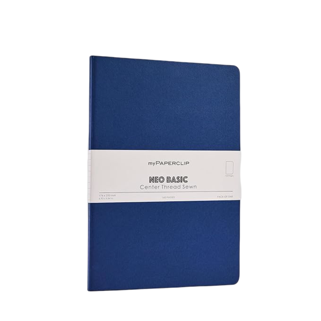 myPAPERCLIP NeoBasic Unruled B5 Notebook | 80 GSM, 160 Pages | 250 GSM Soft Card Cover | B5 (6.93