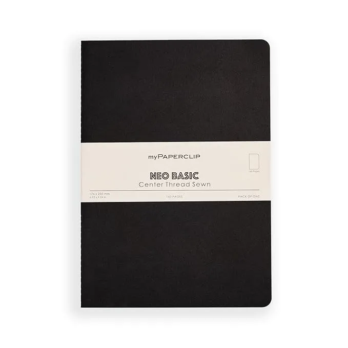 myPAPERCLIP NeoBasic Unruled B5 Notebook | 80 GSM, 160 Pages | 250 GSM Soft Card Cover | B5 (6.93