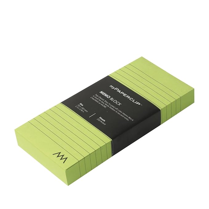 myPAPERCLIP Memo Block, Small (2.75 x 5.98 in.), Ruled, HP Green (MB250S-R HP Green)