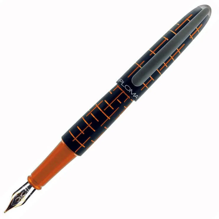 Diplomat Elox Matrix Black/Orange 14CT Fountain Pen Broad