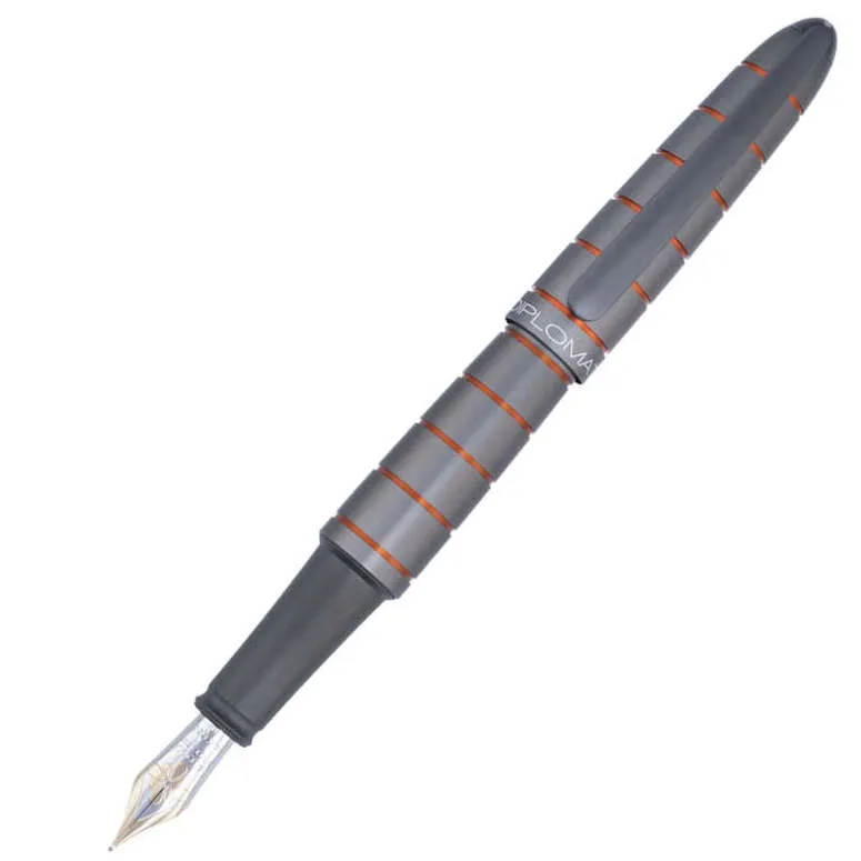 Diplomat Elox Ring Grey/Orange 14CT Fountain Pen Fine