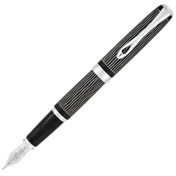 Diplomat Excellence A Plus Wave Guilloche Lapis Black Fountain Pen Medium