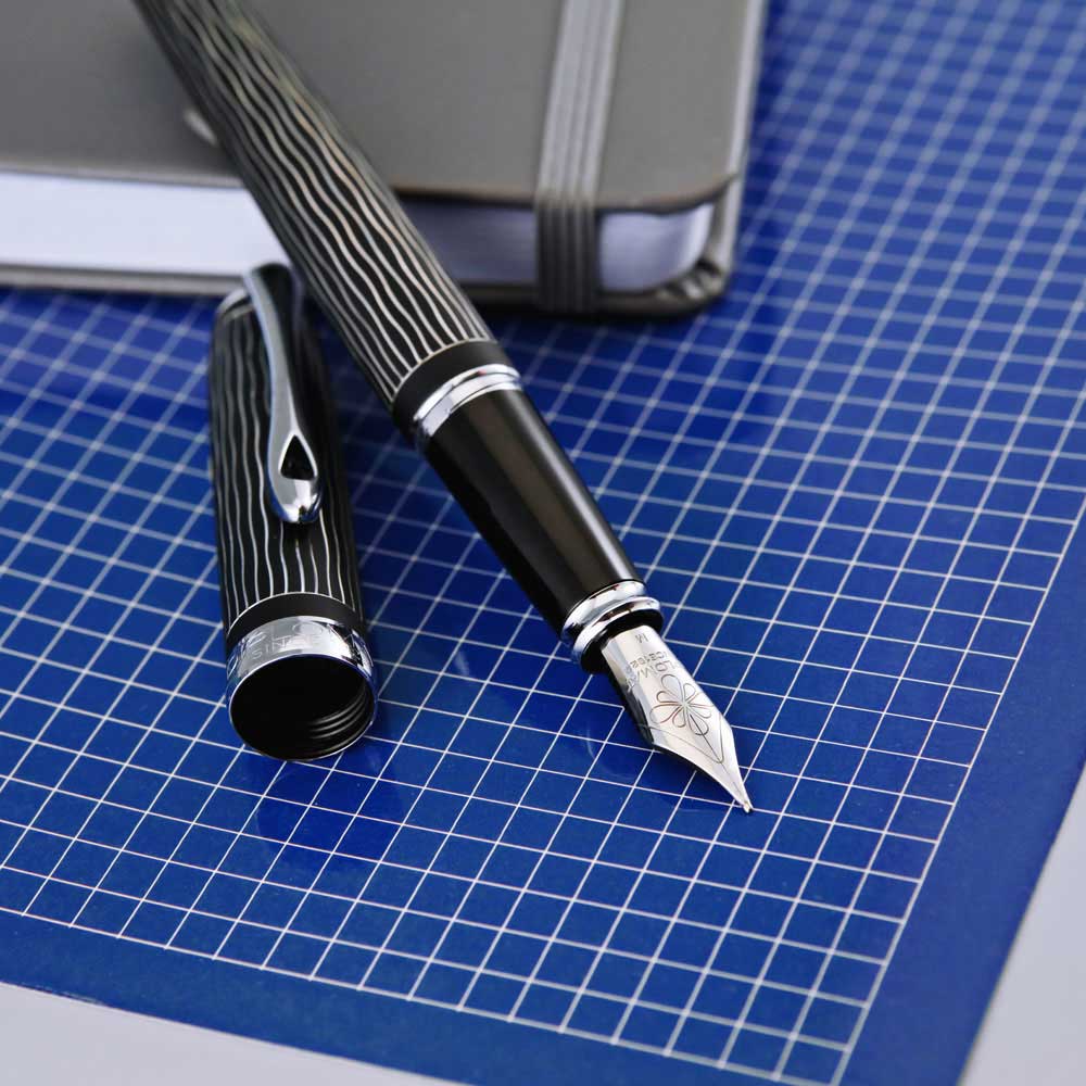 Diplomat Excellence A Plus Wave Guilloche Lapis Black Fountain Pen Medium