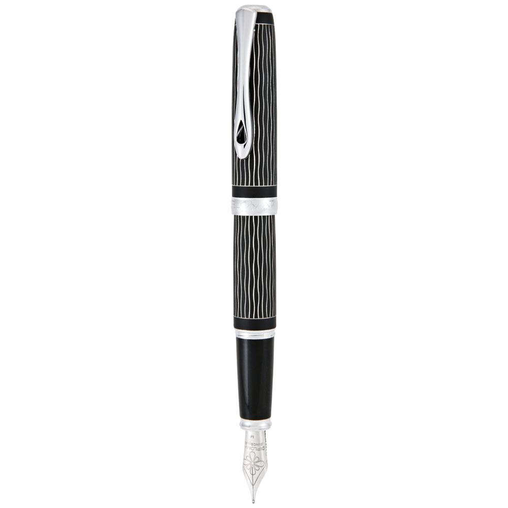 Diplomat Excellence A Plus Wave Guilloche Lapis Black Fountain Pen Medium