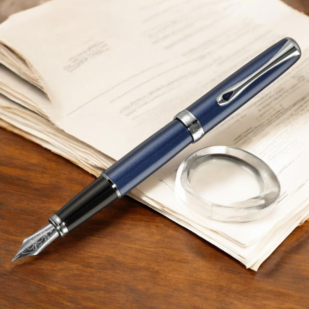 Diplomat Excellence A2 Midnight Blue/Chrome Fountain Pen Broad
