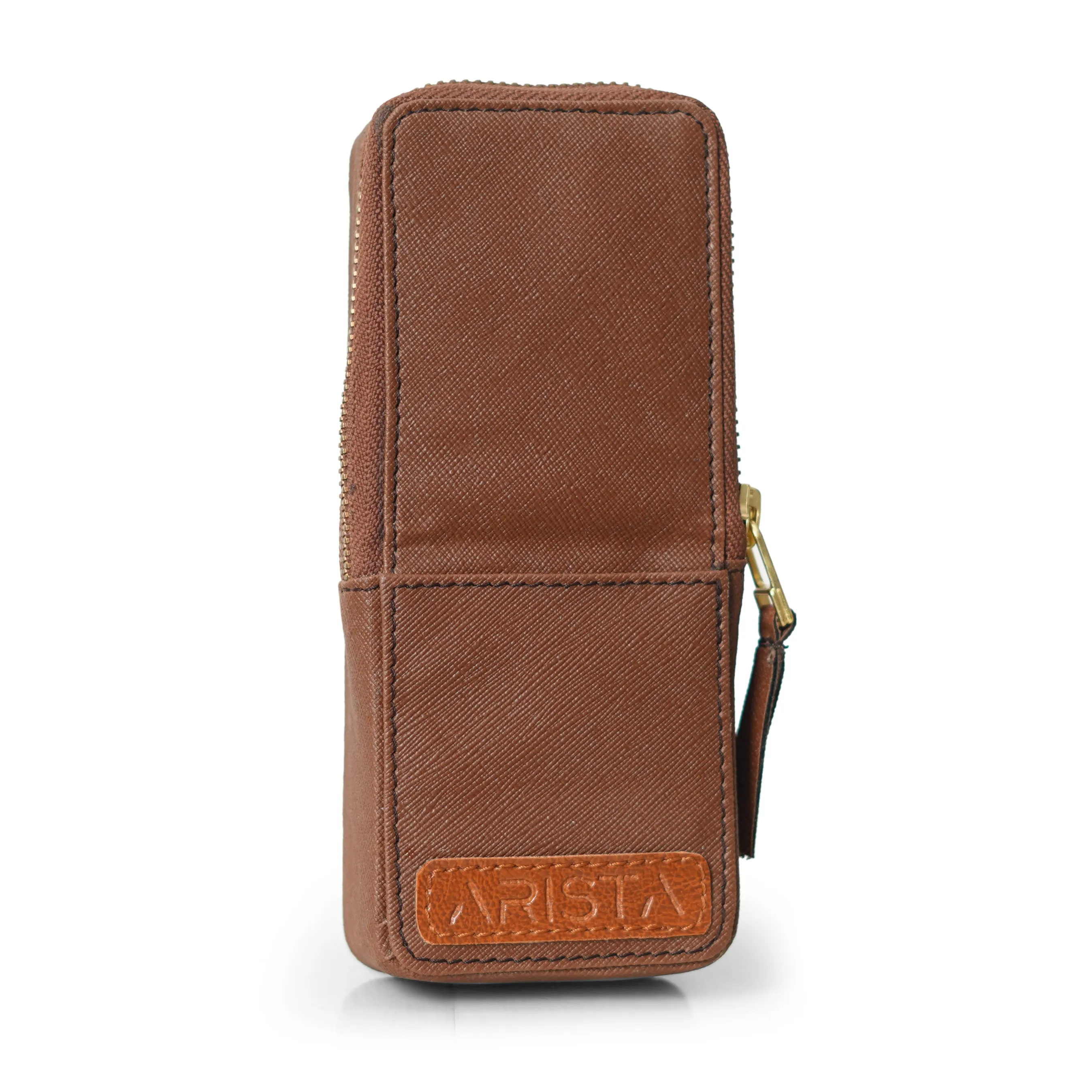 ARISTA PEN LEATHERETTE PEN CASE FOR 3 PENS BROWN
