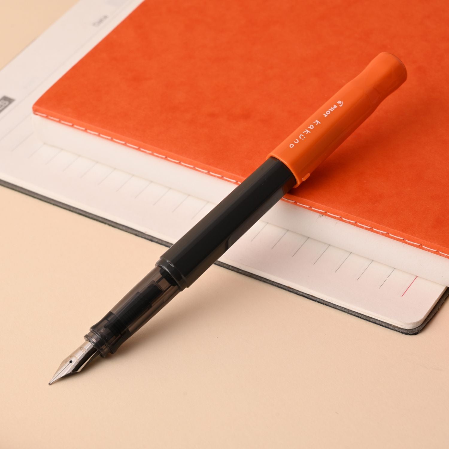 Pilot | KAKUNO | Stainless Steel | Fountain Pen |  Orange & Grey | Medium