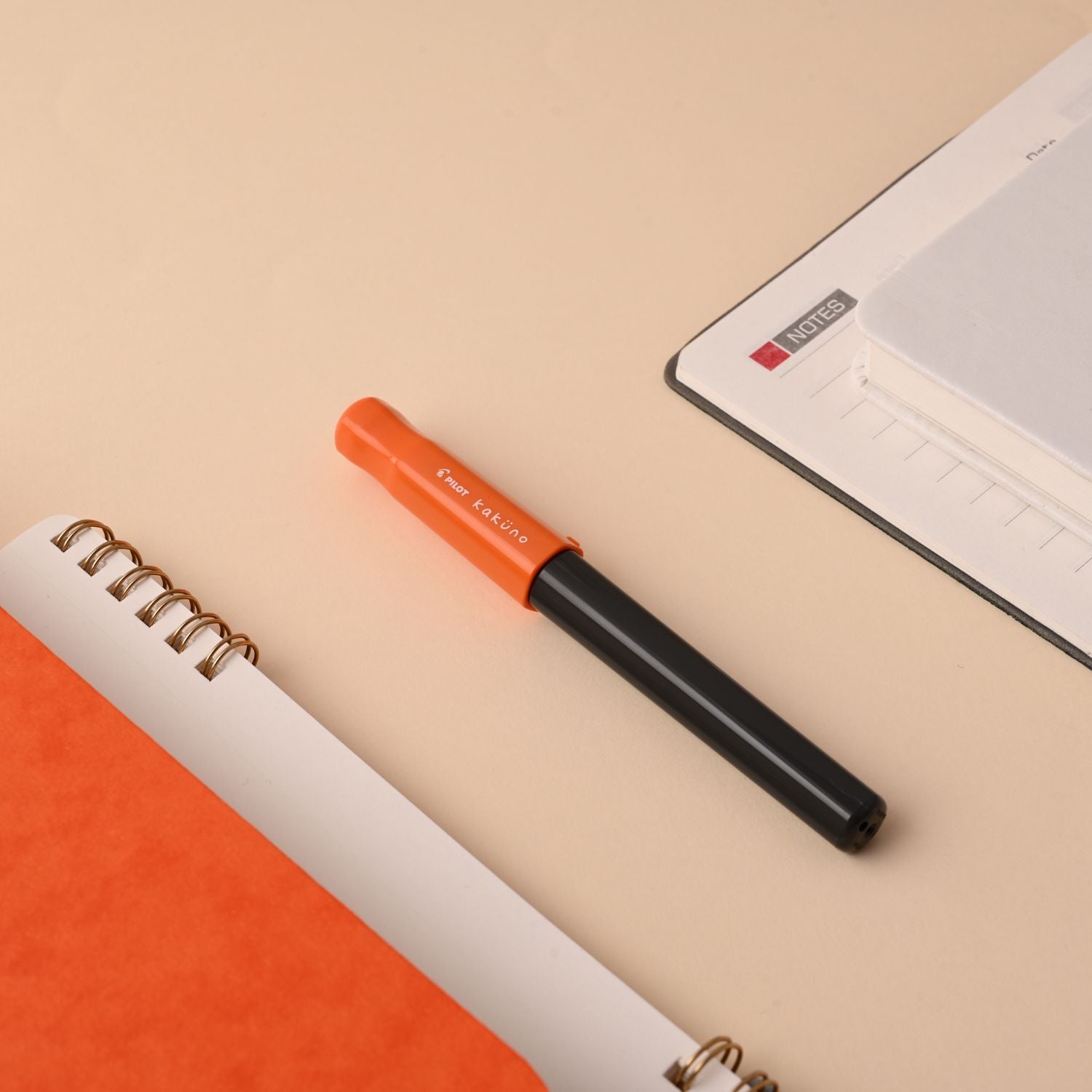 Pilot | KAKUNO | Stainless Steel | Fountain Pen |  Orange & Grey | Medium