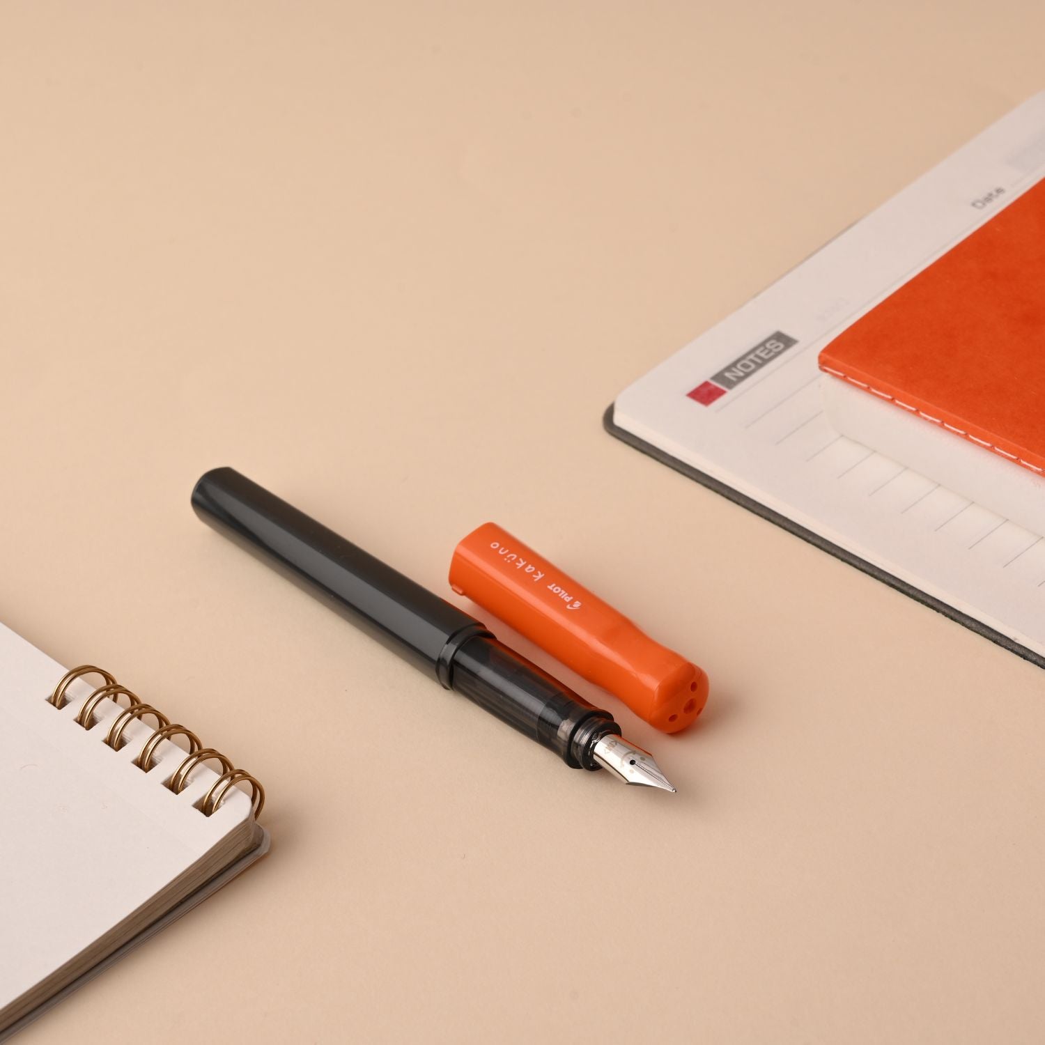 Pilot | KAKUNO | Stainless Steel | Fountain Pen |  Orange & Grey | Medium