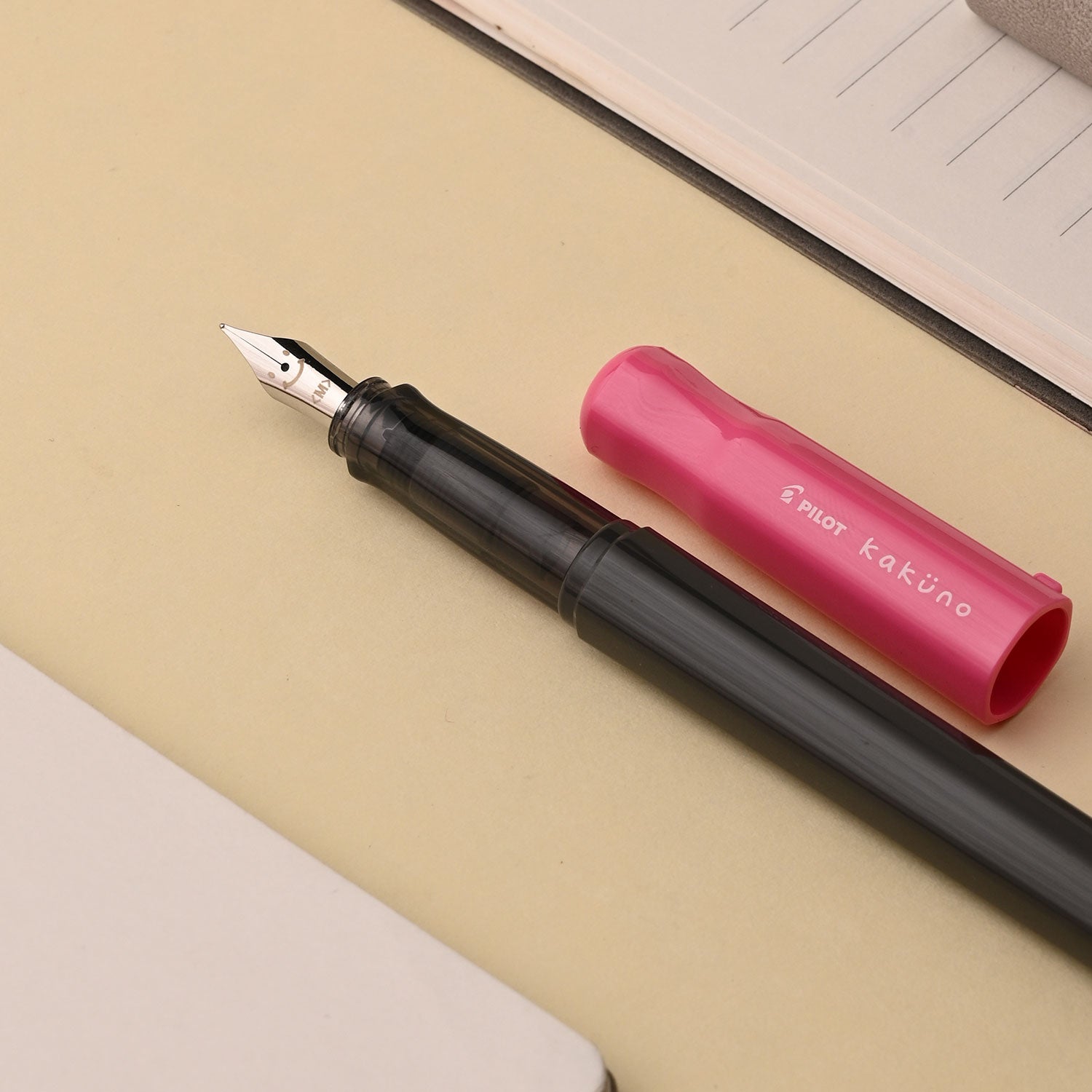 Pilot | KAKUNO | Stainless Steel | Fountain Pen | Pink & Grey| Extra Fine