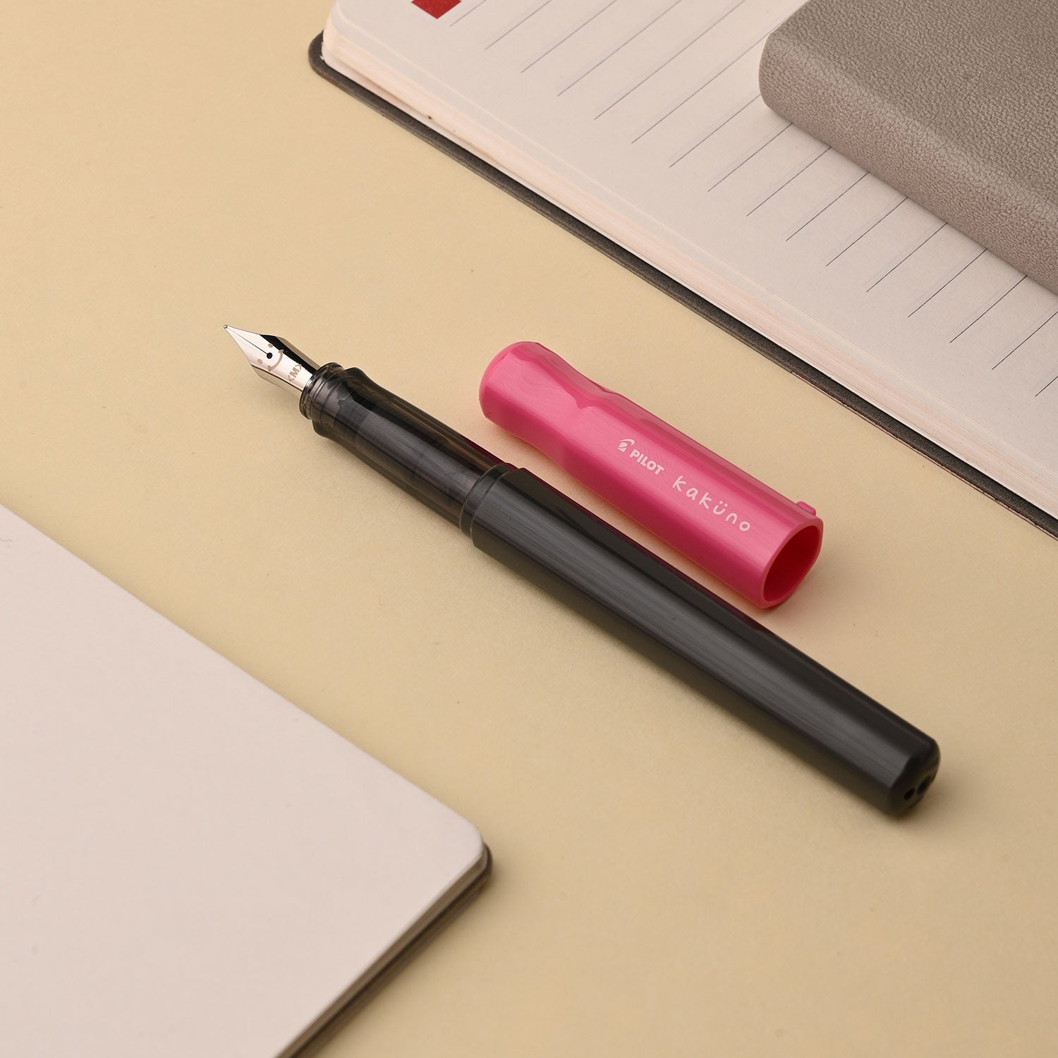 Pilot | KAKUNO | Stainless Steel | Fountain Pen | Pink & Grey| Extra Fine