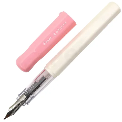 Pilot | KAKUNO | Stainless Steel | Fountain Pen | Soft Pink & White | Broad