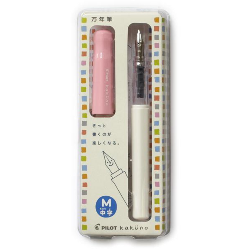 Pilot | KAKUNO | Stainless Steel | Fountain Pen | Soft Pink & White | Broad