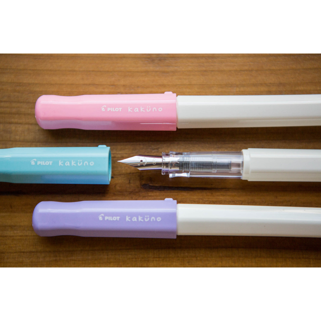Pilot | KAKUNO | Stainless Steel | Fountain Pen | Soft Pink & White | Extra Fine