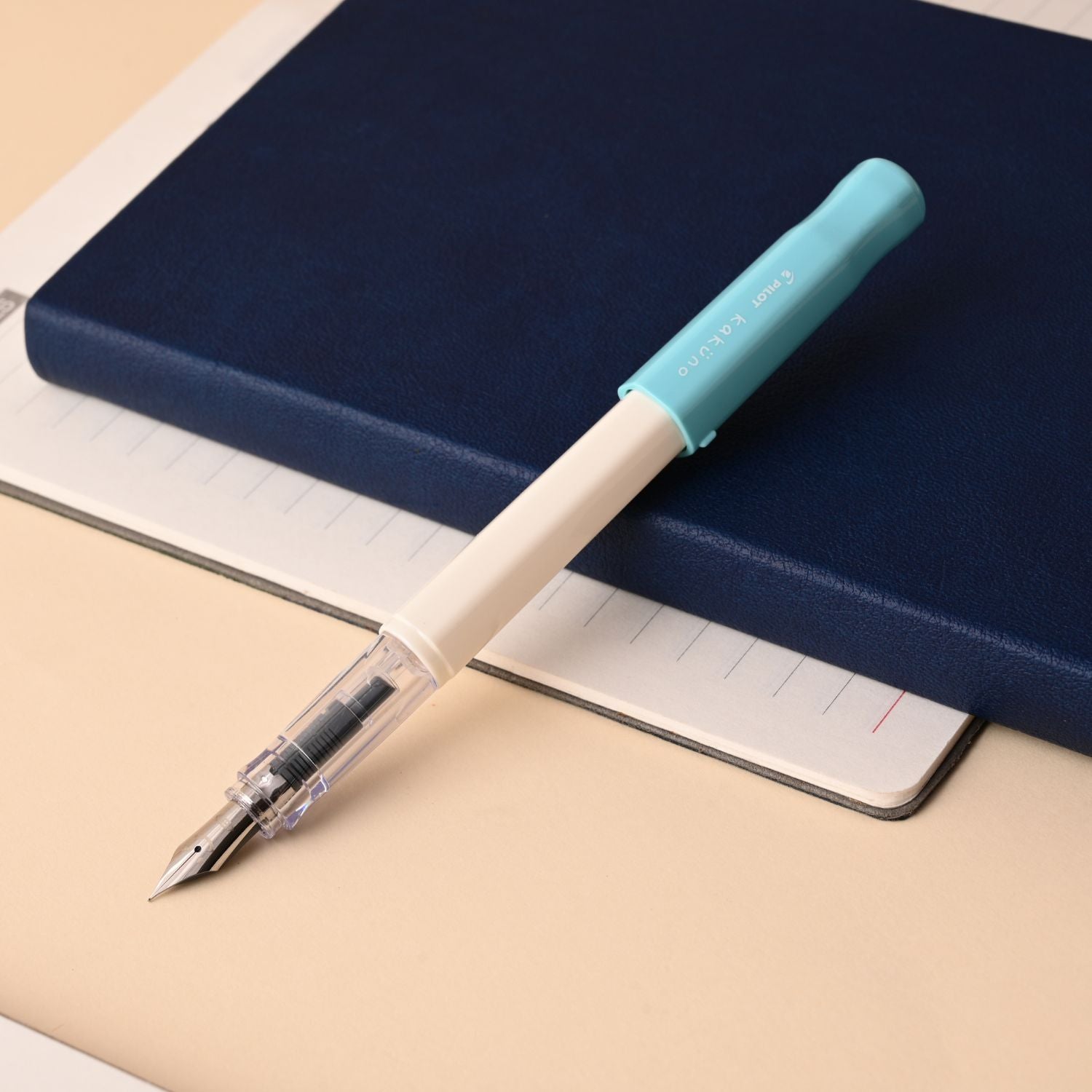 Pilot | KAKUNO | Stainless Steel | Fountain Pen | Soft Blue & White | Medium