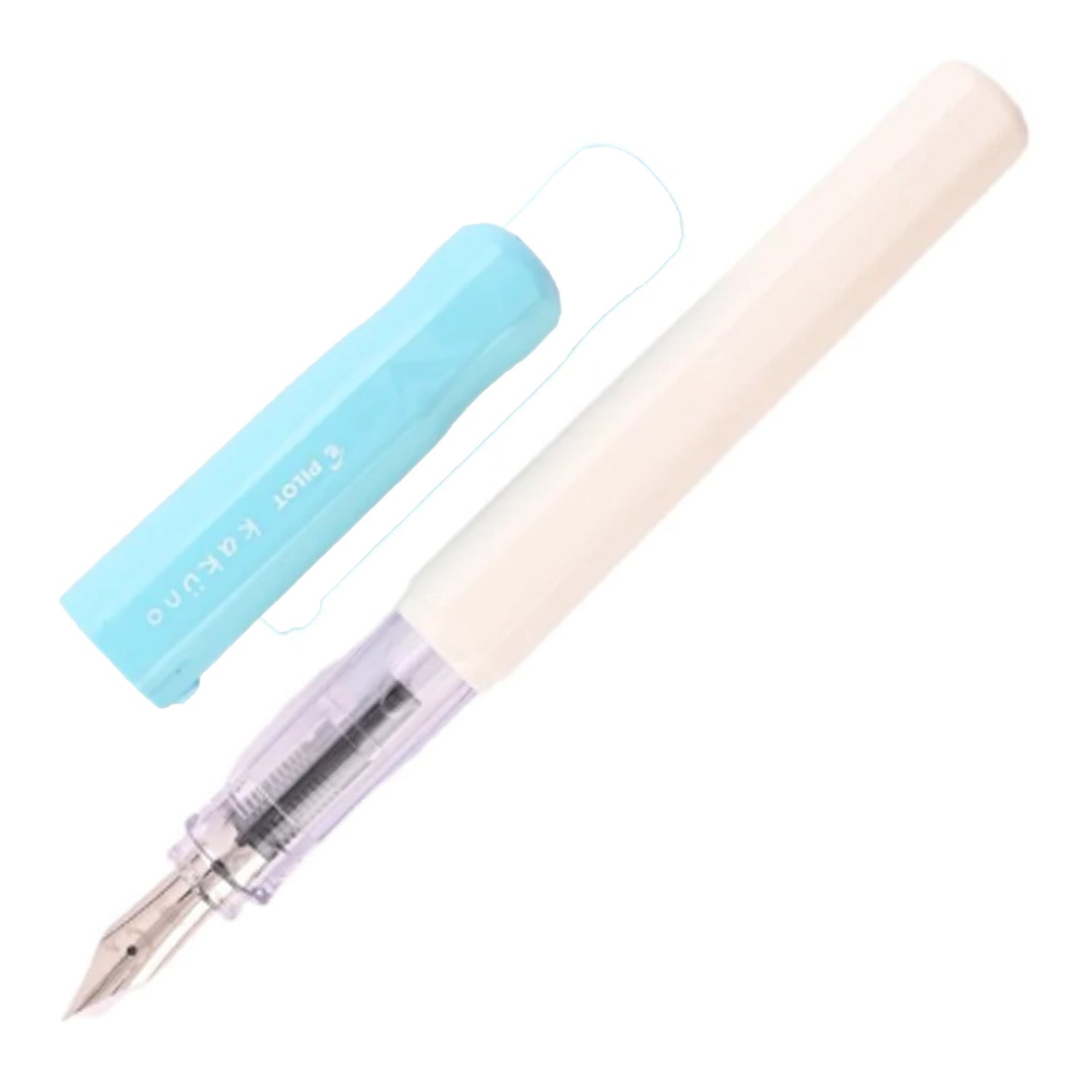 Pilot | KAKUNO | Stainless Steel | Fountain Pen | Soft Blue & White | Broad