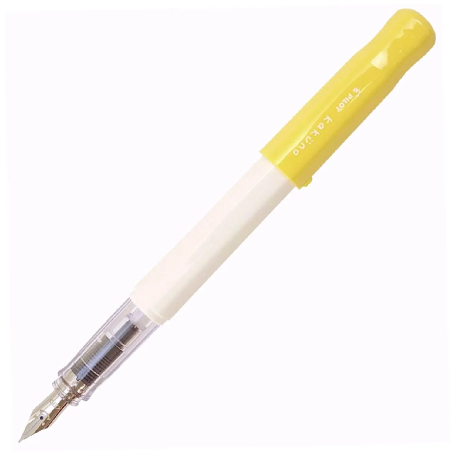 Pilot | KAKUNO | Stainless Steel | Fountain Pen |  Soft Yellow & White | Broad