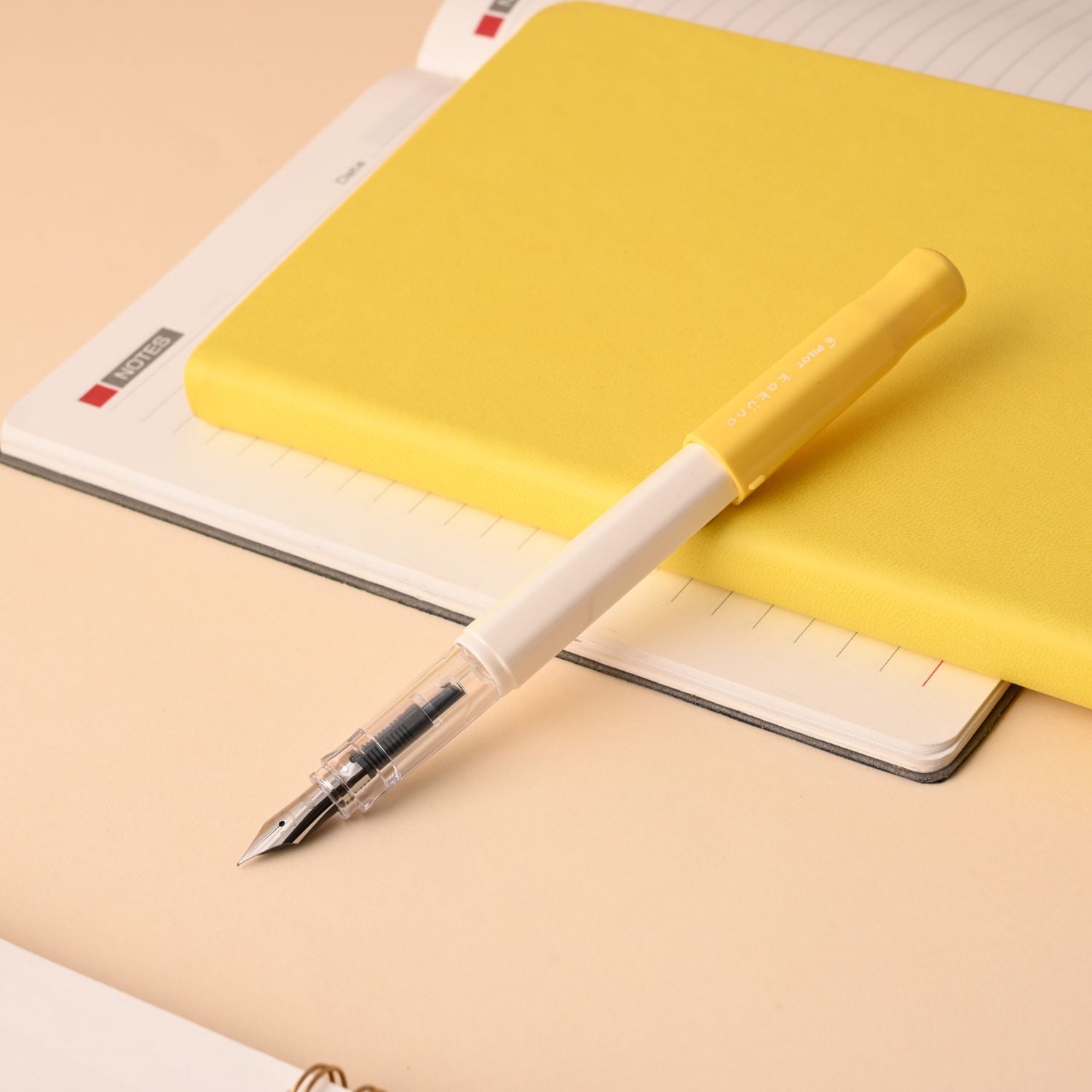 Pilot | KAKUNO | Stainless Steel | Fountain Pen |  Soft Yellow & White | Medium