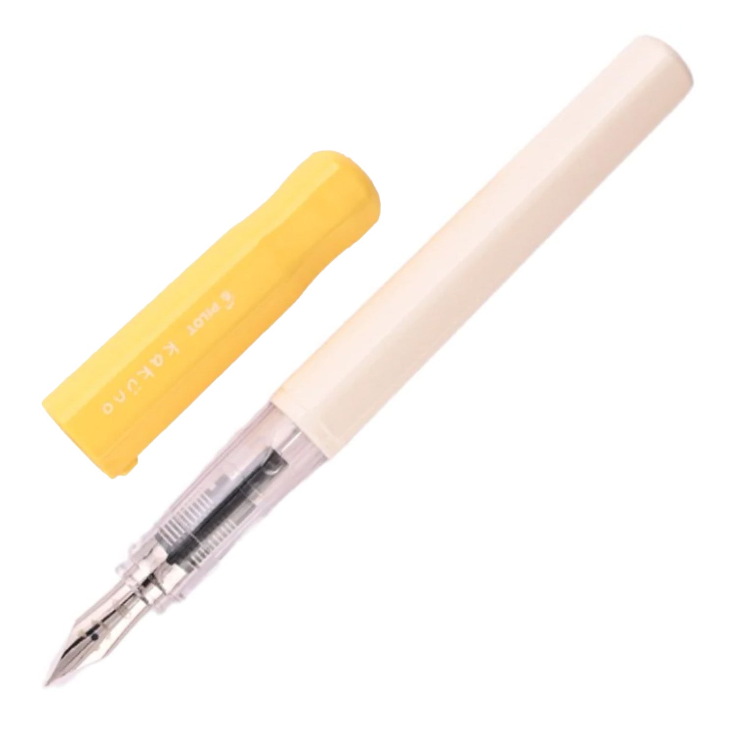 Pilot | KAKUNO | Stainless Steel | Fountain Pen |  Soft Yellow & White | Broad