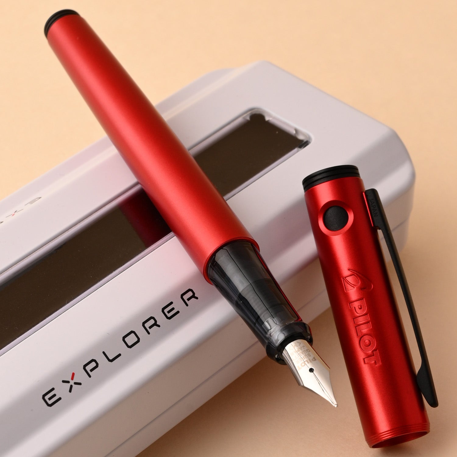 Pilot | EXPLORER SERIES | Stainless Steel | Fountain Pen | Metallic Red | Extra Fine