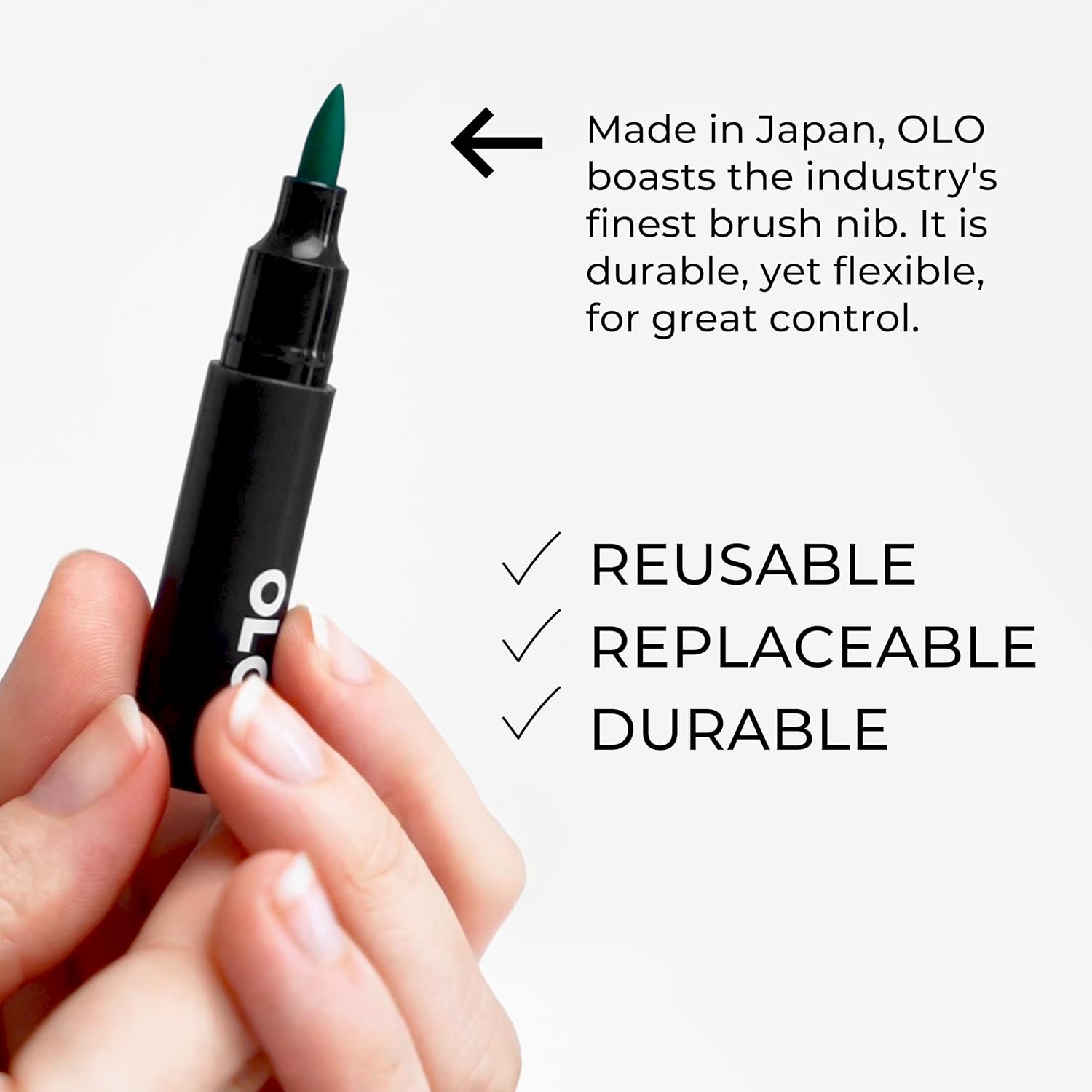 OLO Basic set, 8pc Brush Tip Alcohol Markers. Customizable with Innovative Ink Flow. Professional Dual Tip Art Markers for Illustration, Sketching, Drawing, Manga, Paper Craft, Cardmaking