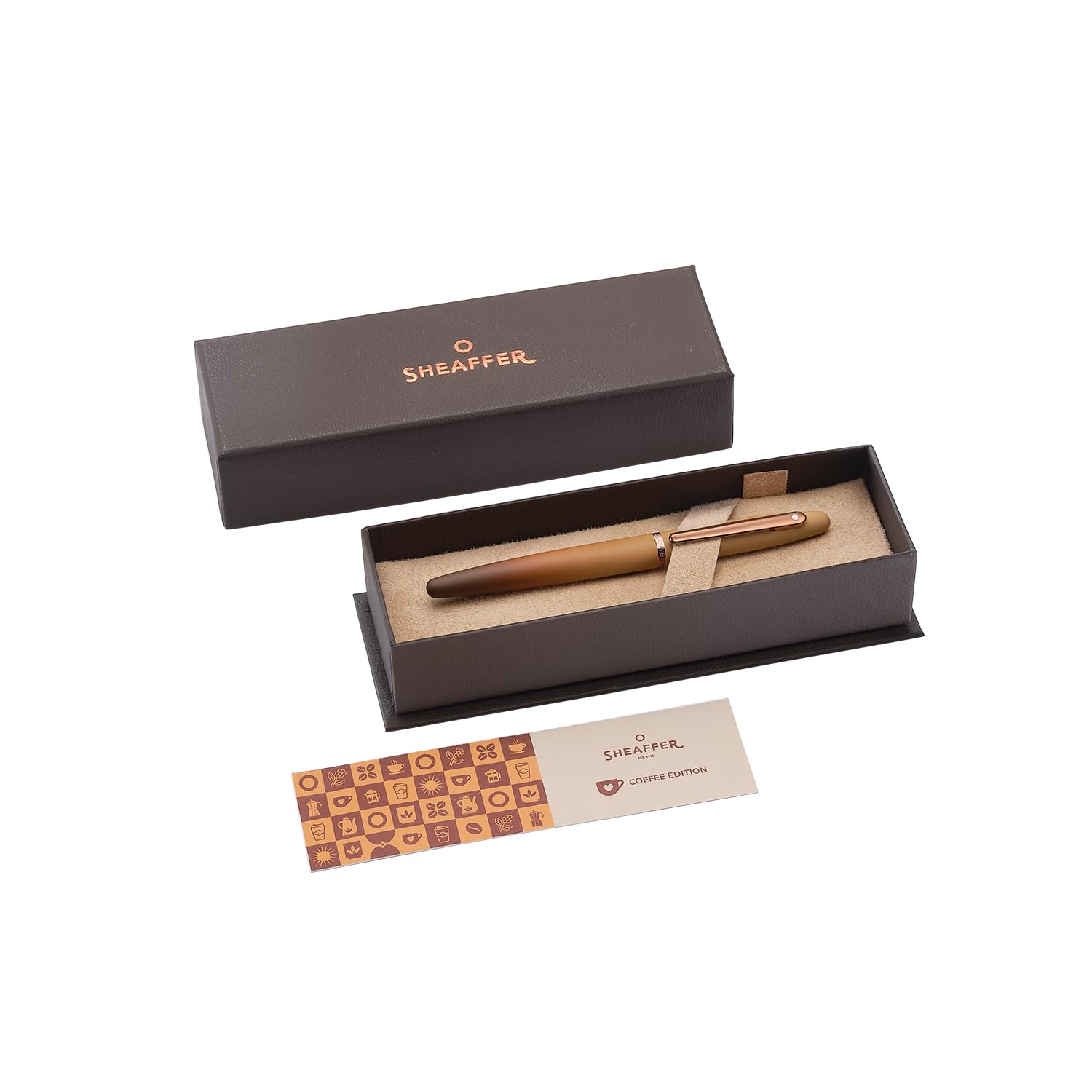 Sheaffer VFM 9428 Fountain Pen | Coffee Edition Matt Brown with Regal Brown PVD Trims | Medium Nib