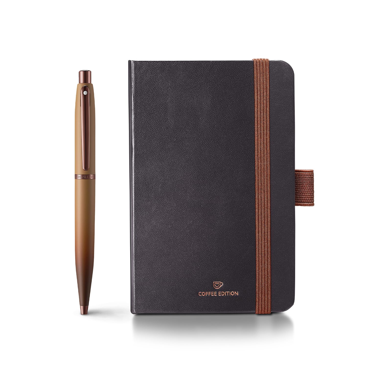 Sheaffer VFM Gift Set 9428 Coffee Edition Ballpoint Pen with Regal Brown PVD Trims and Small Notebook