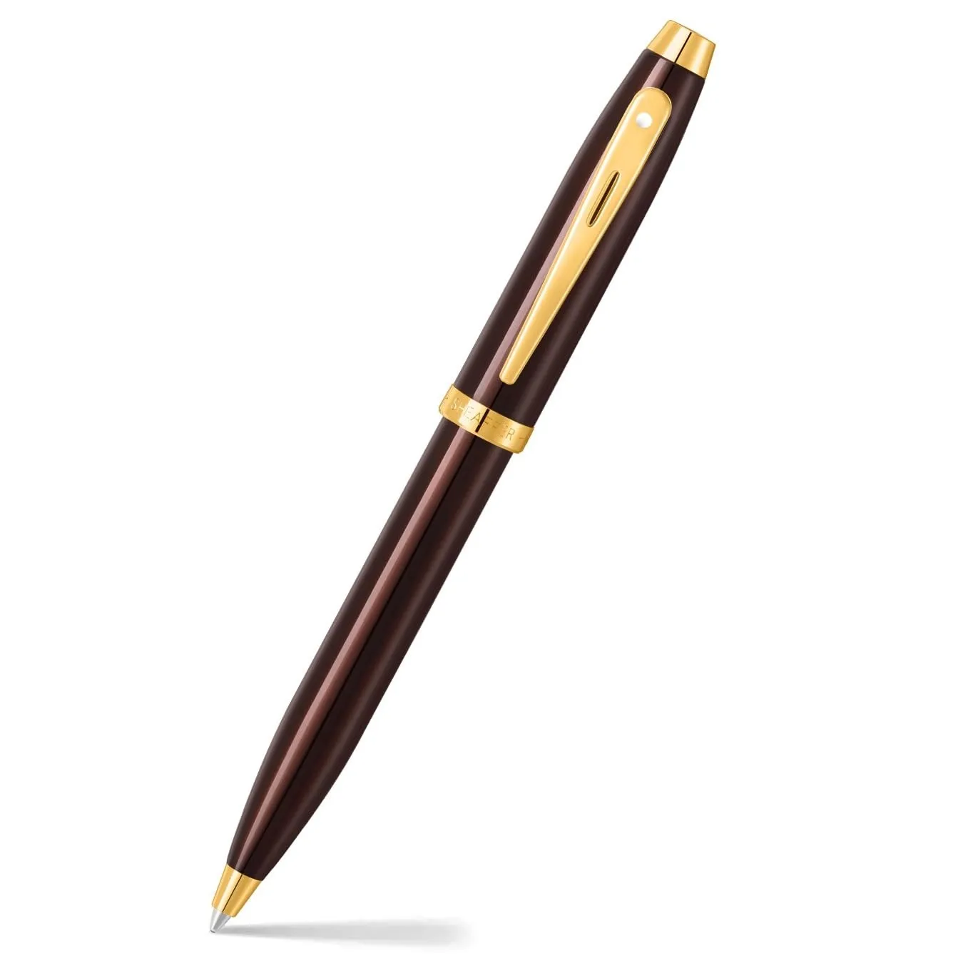 Sheaffer Gift 100 9370 Ballpoint Pen Glossy Coffee Brown with PVD Gold Tone Trim | Coffee Brown Ball Pen