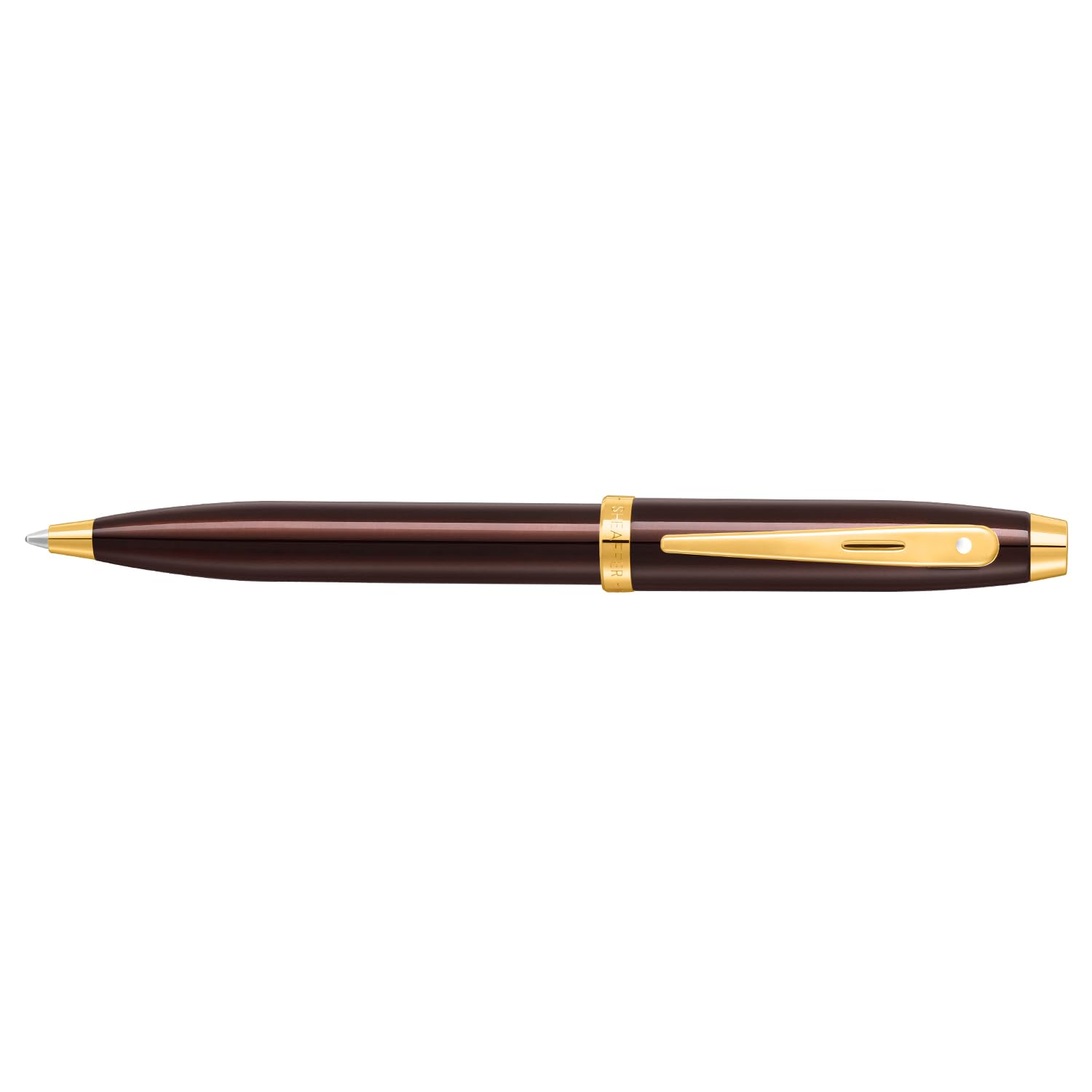 Sheaffer Gift 100 9370 Ballpoint Pen Glossy Coffee Brown with PVD Gold Tone Trim | Coffee Brown Ball Pen