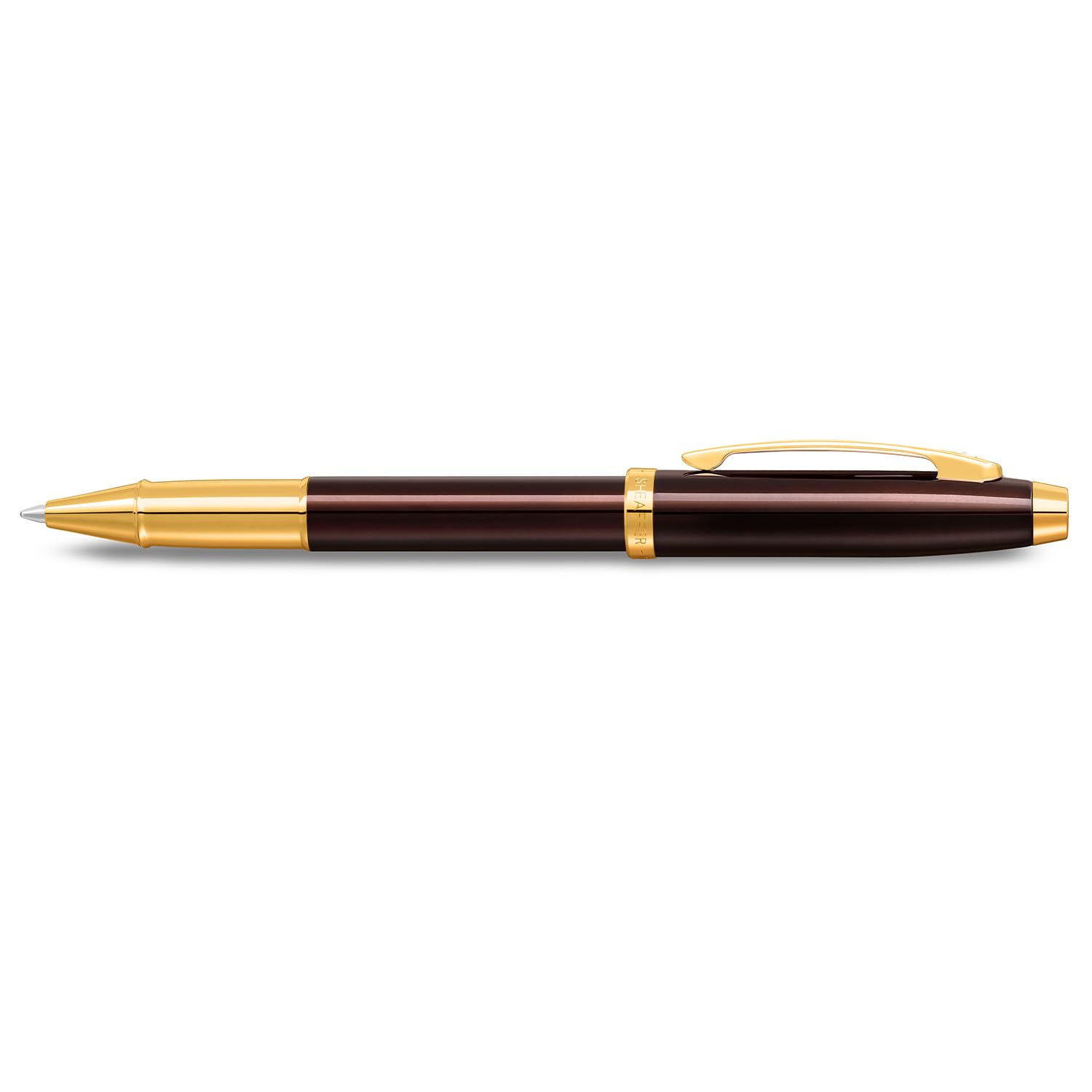 Sheaffer 100 9370 Rollerball Pen Glossy Coffee Brown With PVD Gold Tone Trim