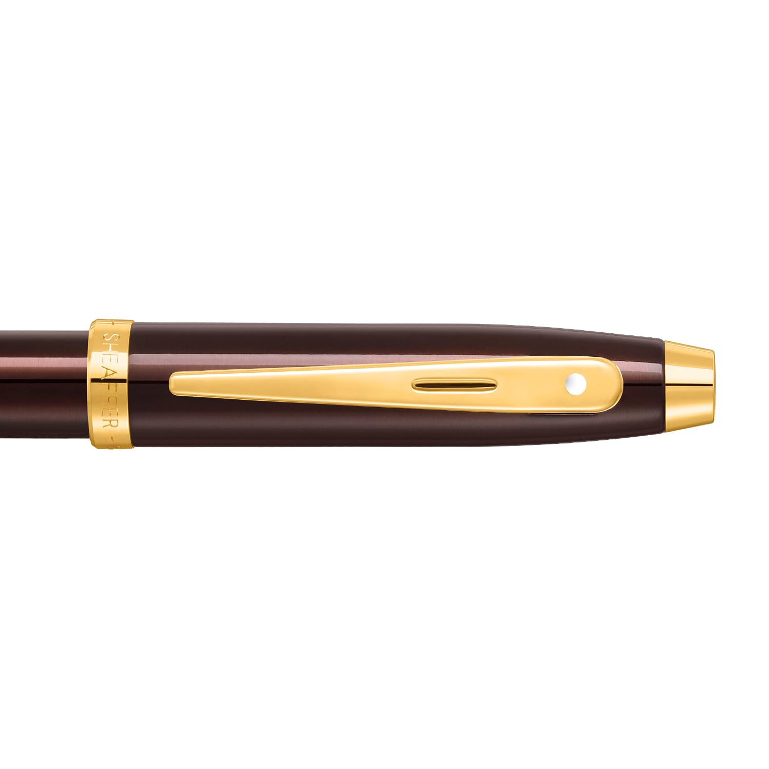 Sheaffer 100 9370 Rollerball Pen Glossy Coffee Brown With PVD Gold Tone Trim