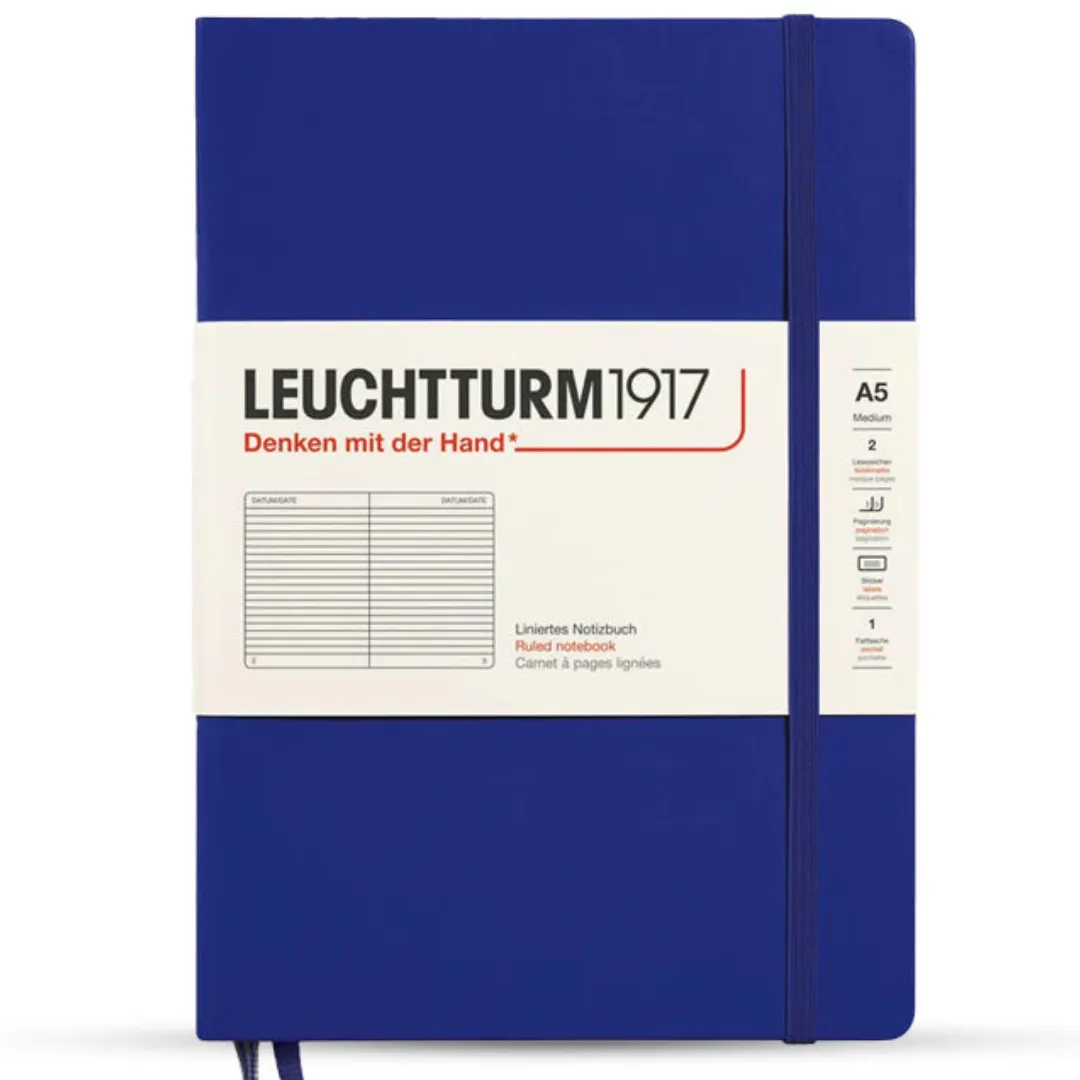 Leuchtturm Hardcover A5 Ruled Notebook Navy