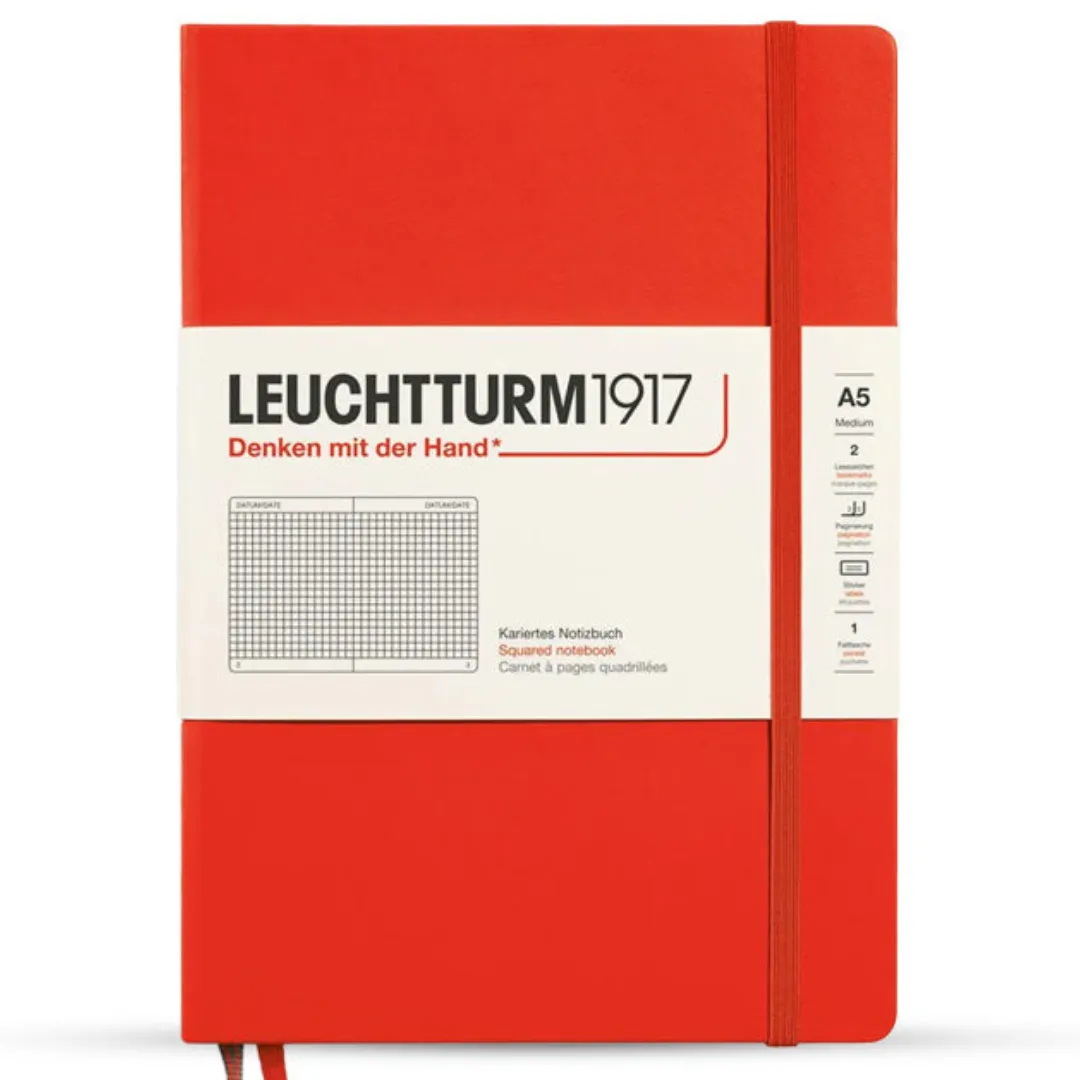 Leuchtturm Lobster Hardcover A5 Grid Notebook Orange
